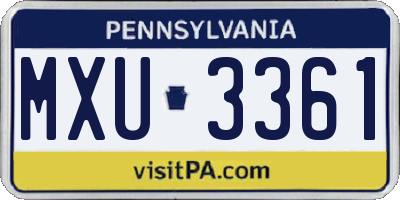 PA license plate MXU3361