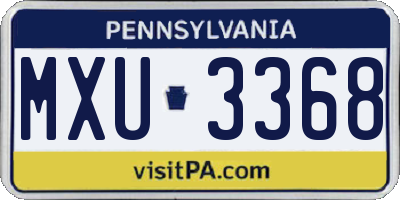 PA license plate MXU3368