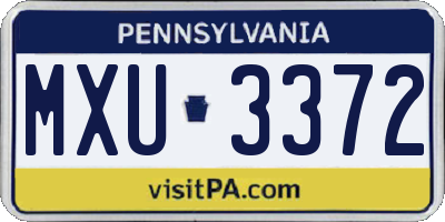 PA license plate MXU3372
