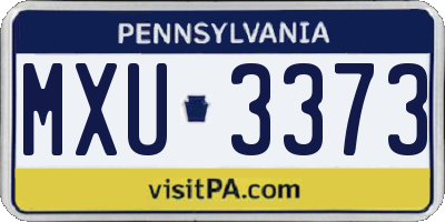 PA license plate MXU3373