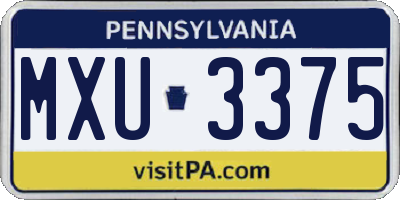 PA license plate MXU3375
