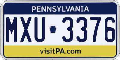 PA license plate MXU3376