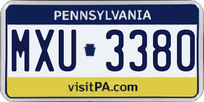 PA license plate MXU3380