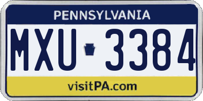 PA license plate MXU3384