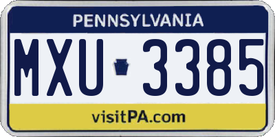 PA license plate MXU3385