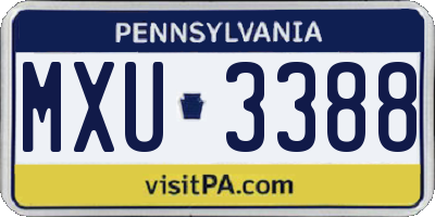 PA license plate MXU3388