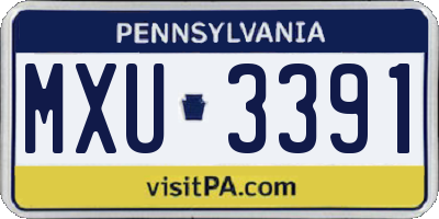 PA license plate MXU3391