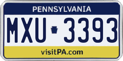 PA license plate MXU3393