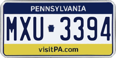 PA license plate MXU3394