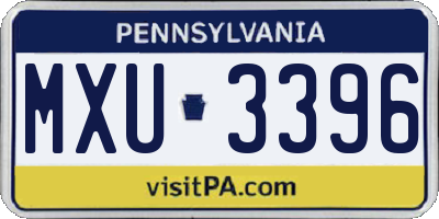 PA license plate MXU3396