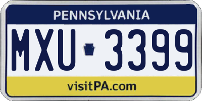 PA license plate MXU3399