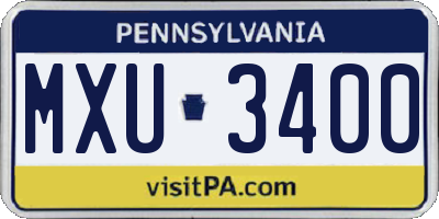 PA license plate MXU3400
