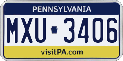 PA license plate MXU3406