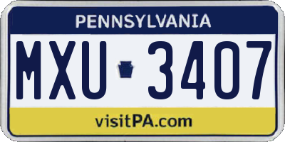 PA license plate MXU3407