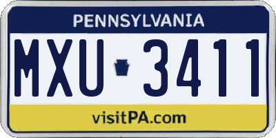 PA license plate MXU3411