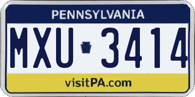 PA license plate MXU3414