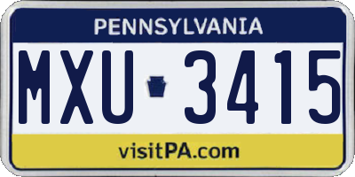 PA license plate MXU3415