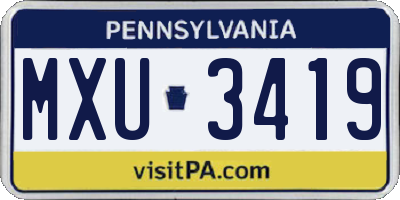 PA license plate MXU3419