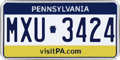 PA license plate MXU3424