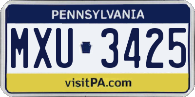 PA license plate MXU3425