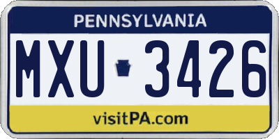 PA license plate MXU3426