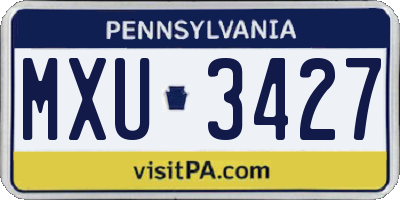 PA license plate MXU3427