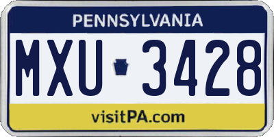 PA license plate MXU3428