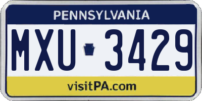 PA license plate MXU3429