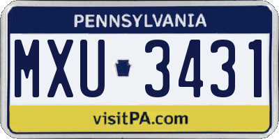 PA license plate MXU3431