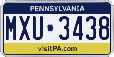 PA license plate MXU3438