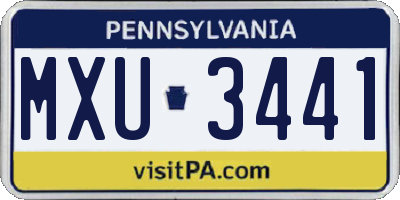 PA license plate MXU3441
