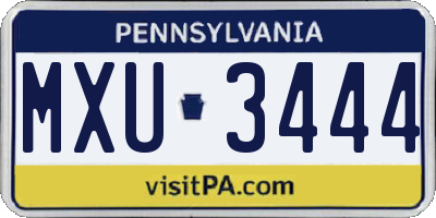 PA license plate MXU3444