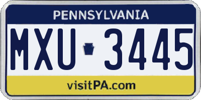 PA license plate MXU3445