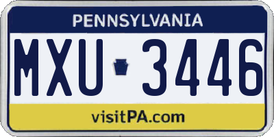 PA license plate MXU3446