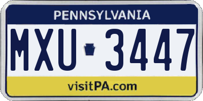 PA license plate MXU3447