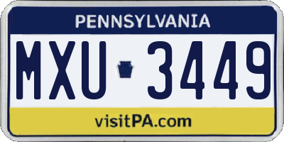 PA license plate MXU3449