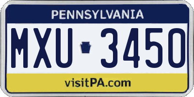 PA license plate MXU3450
