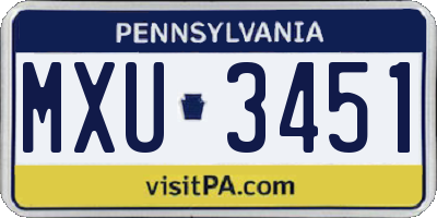 PA license plate MXU3451