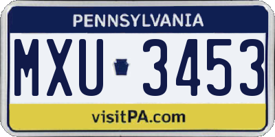 PA license plate MXU3453