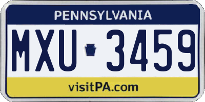 PA license plate MXU3459
