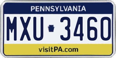 PA license plate MXU3460