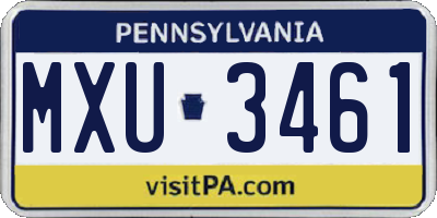 PA license plate MXU3461