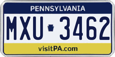 PA license plate MXU3462