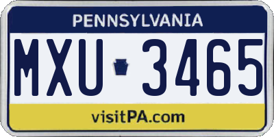 PA license plate MXU3465