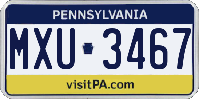 PA license plate MXU3467