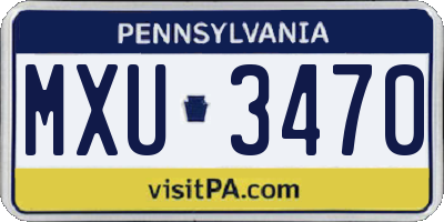 PA license plate MXU3470
