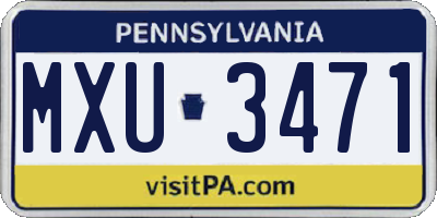 PA license plate MXU3471