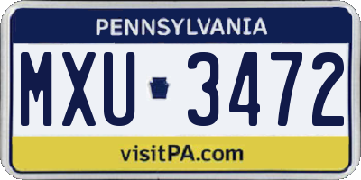 PA license plate MXU3472