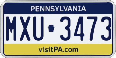 PA license plate MXU3473