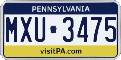 PA license plate MXU3475